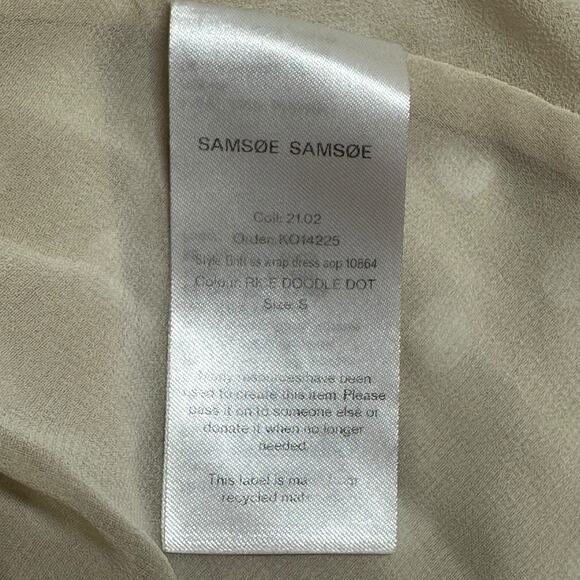 Samsoe Samsoe Dress Womens Small Britt Short Sleeve Wrap Mini Rice Doodle Dot - Picture 7 of 9